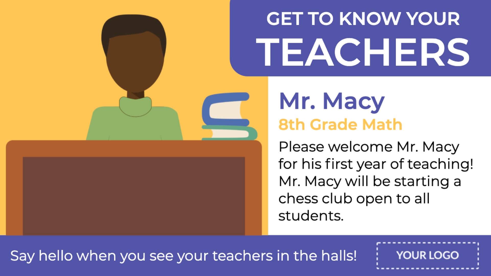 Teacher Profiles Digital Signage Template 5865